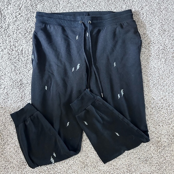 Black Lightning Bolt Sweat Pants - Picture 1 of 3
